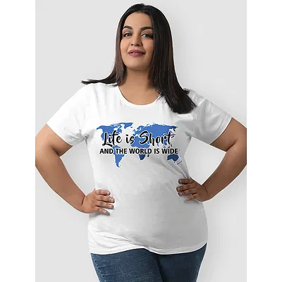 Life is Short Women Plus Size White T-shirt,