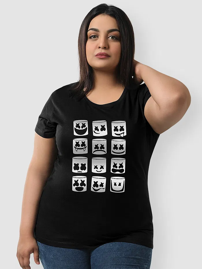 Marshmello Moods Women Plus Size T-shirt