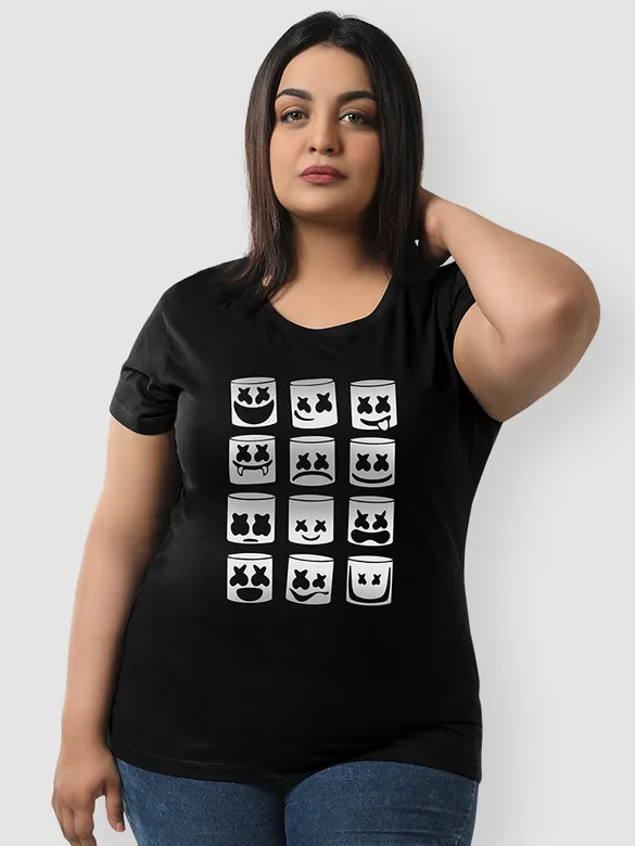 Marshmello Moods Women Plus Size T-shirt