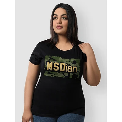 Msdian Camouflage Plus Size Women T-shirt