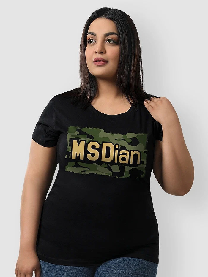 Msdian Camouflage Plus Size Women T-shirt