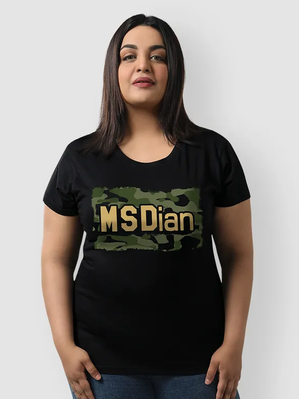 Msdian Camouflage Women Plus Size T-shirt