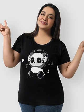 Music Panda Women Plus Size T-shirt,