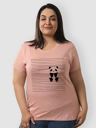 Peeping Panda Women Plus Size T-shirt,