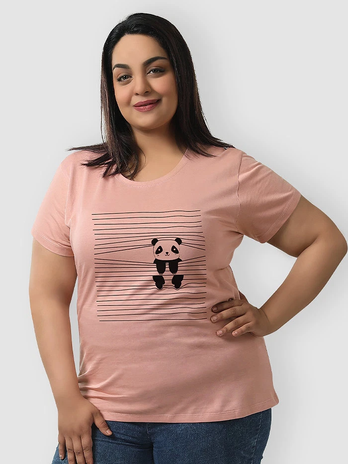 Peeping Panda Women Plus Size T-shirt