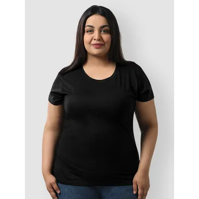 Plain Black ladies plus size tops
