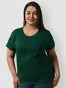 Plain Bottle Green plus size tops for women
