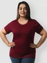 Plain Burgundy Womens Plus Size T-Shirt