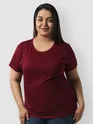 Plain Burgundy Womens Plus Size T-Shirt