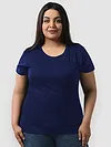 Plain Navy Blue Womens Plus Size T-shirt
