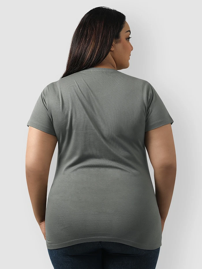 Plain Space Grey Womens Plus Size T-Shirt