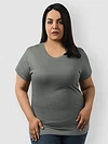 Plain Space Grey Womens Plus Size T-Shirt