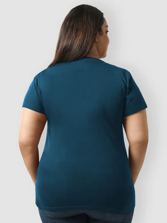 Plain Teal Blue Women's Plus Size T-shirt