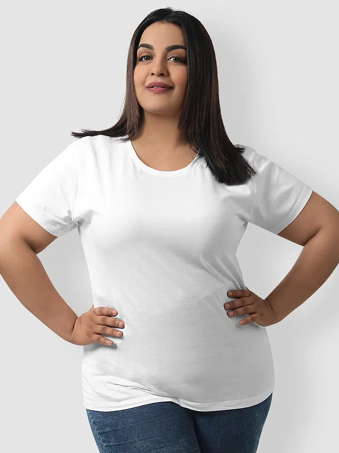 Plain White Womens Plus Size T-Shirt