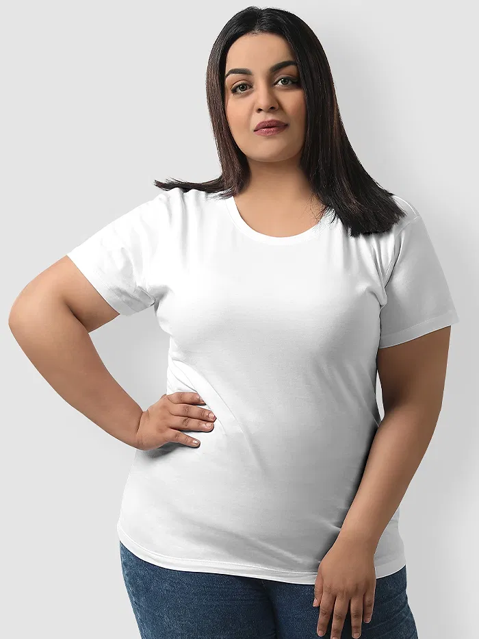 Plain White Womens Plus Size T-Shirt