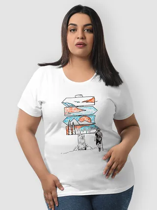 Travel Signboard Women Plus Size T-shirt