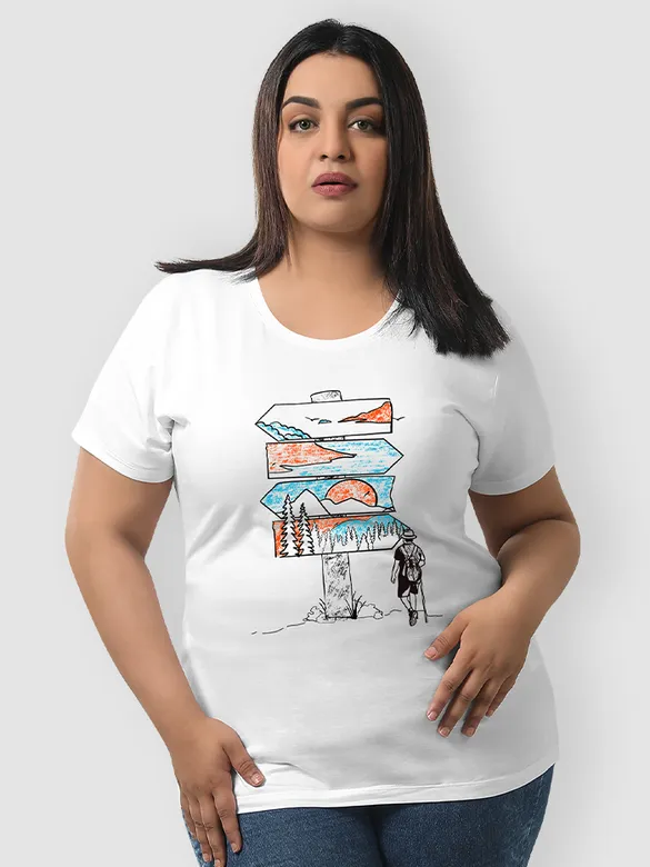 Travel Signboard Women Plus Size T-shirt