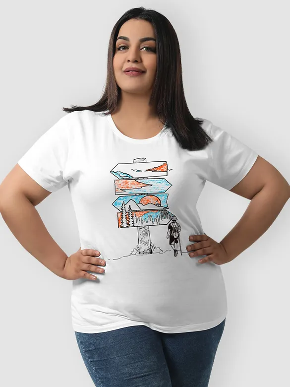 Travel Signboard Women Plus Size T-shirt