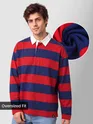 Red-Navy Striped Rugby Polo