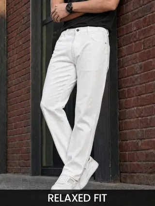 White Relaxed Fit Pants